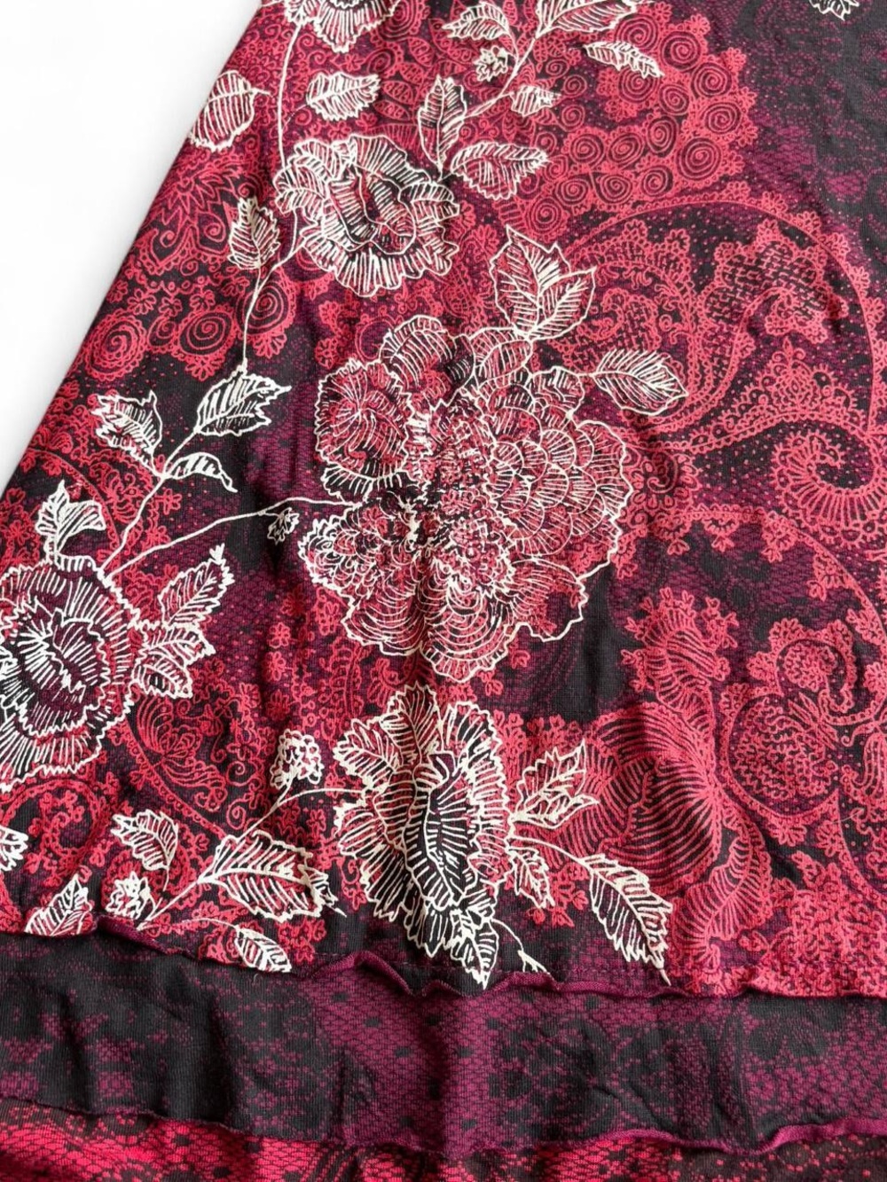 Desigual Burgundy and White Floral Midi Skirt - Picture 3 of 4
